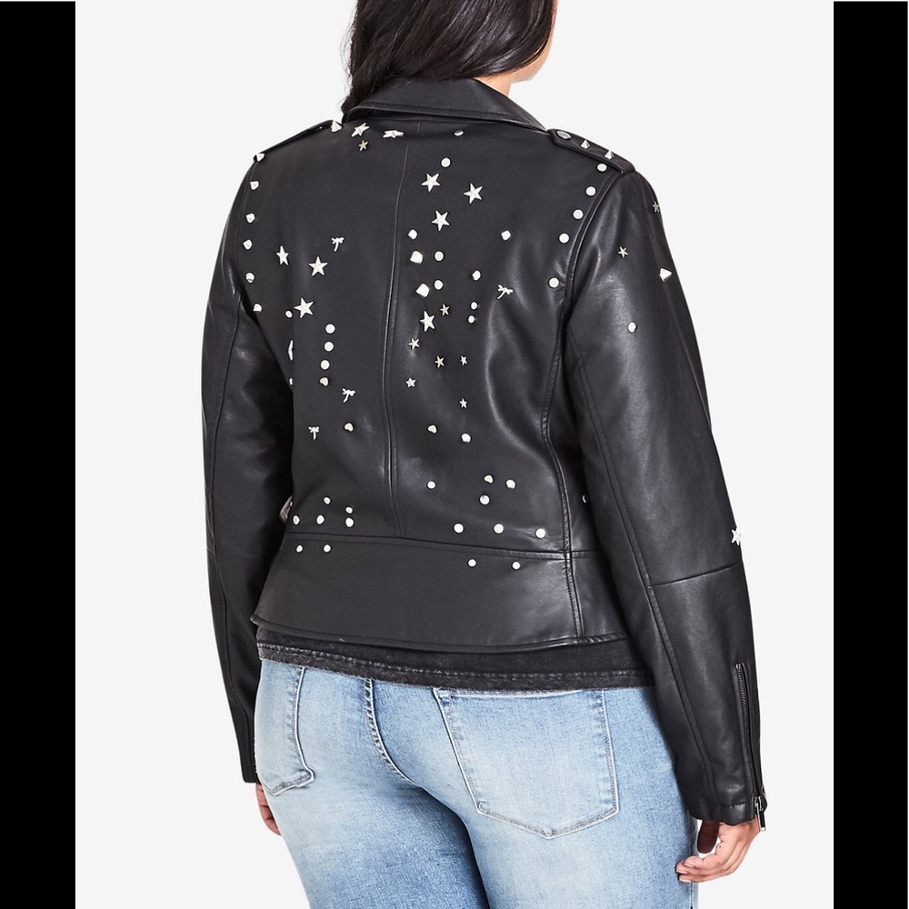 City Chic Moto Faux Leather Jacket - Picture 2 of 6